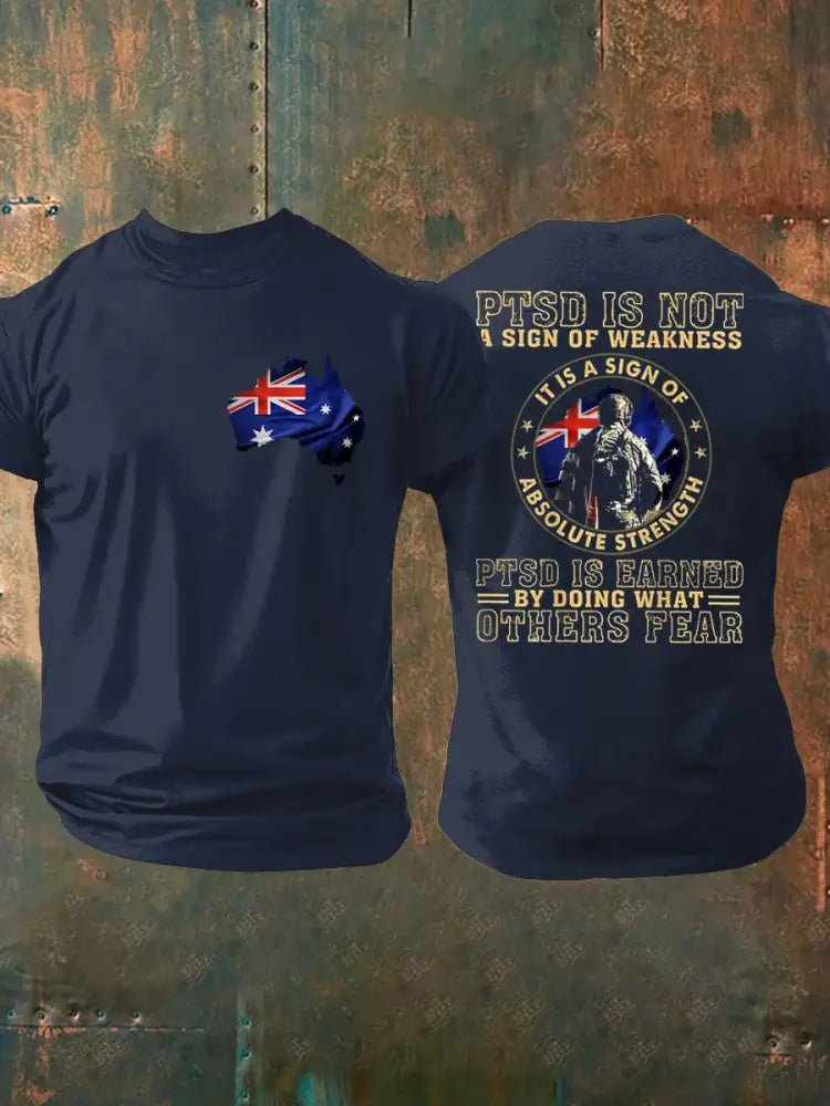 Men’s PTSD Awareness Veteran Printed T-shirt Navy Blue / S