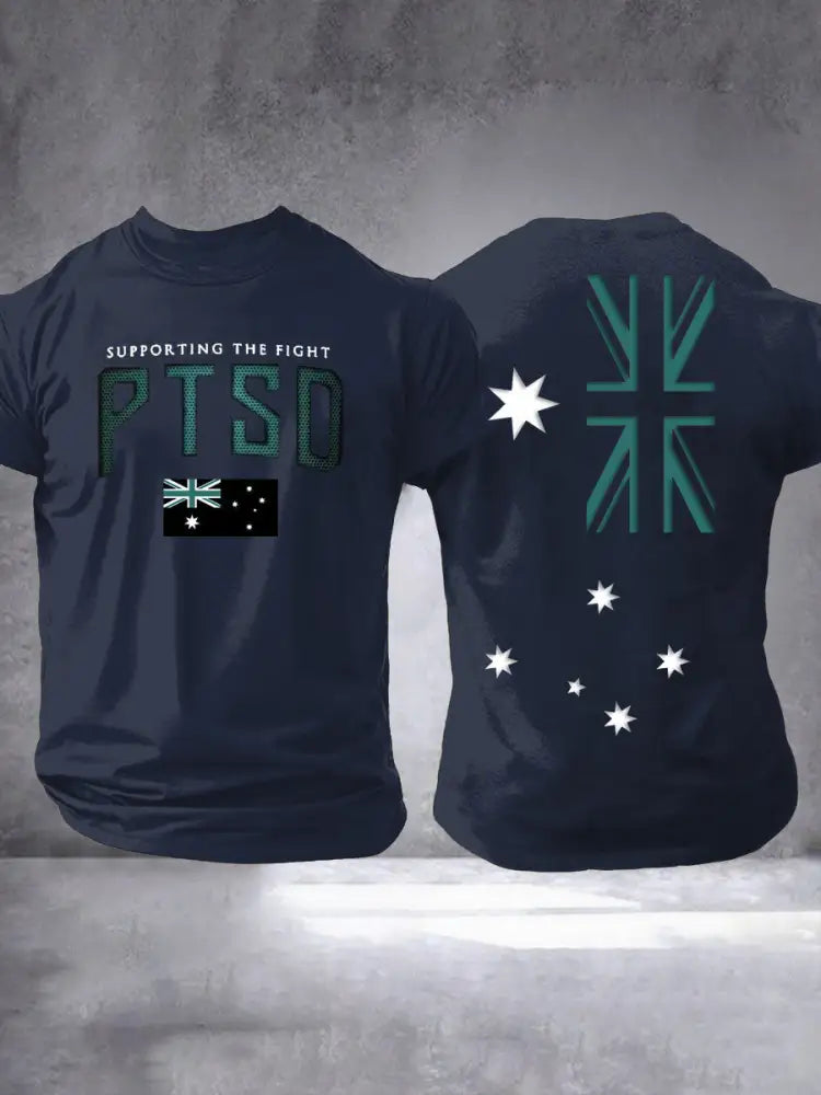 Men’s PTSD Awareness Veteran Printed T-shirt Navy Blue / S