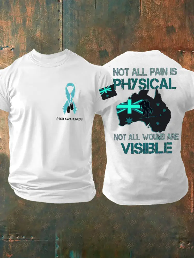 Men’s PTSD Awareness Veteran Printed T-shirt White / S