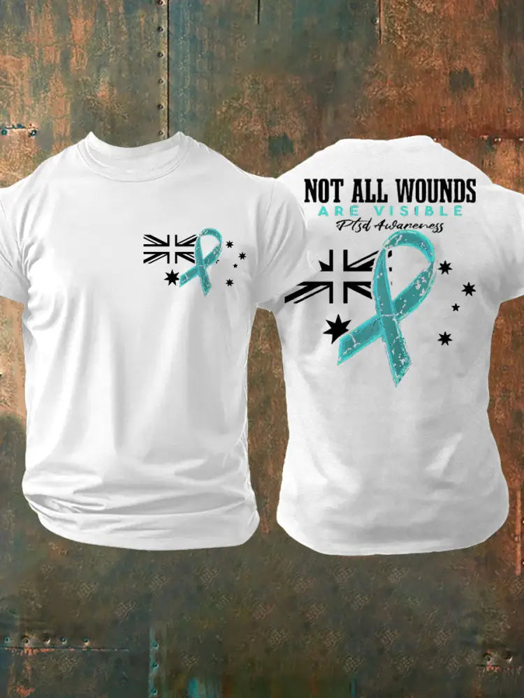 Men’s PTSD Awareness Veteran Printed T-shirt White / S