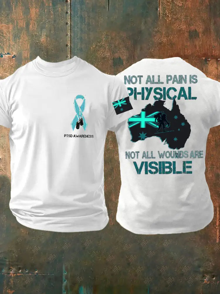 Men’s PTSD Awareness Veteran Printed T-shirt White / S