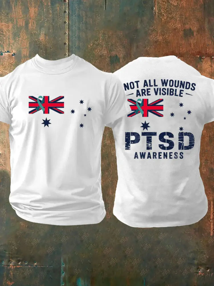 Men’s PTSD Awareness Veteran Printed T-shirt White / S