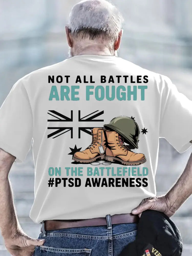 Men’s PTSD Awareness Veteran Printed T-shirt White / S