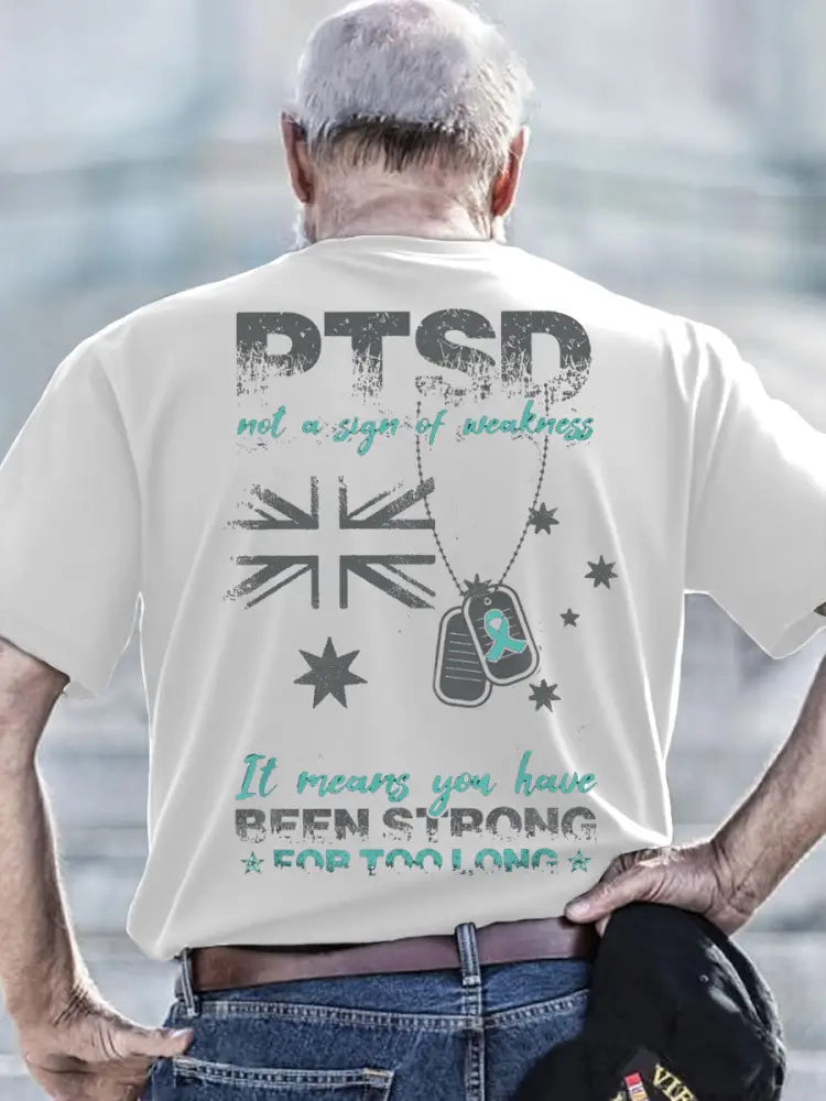 Men’s PTSD Awareness Veteran Printed T-shirt White / S