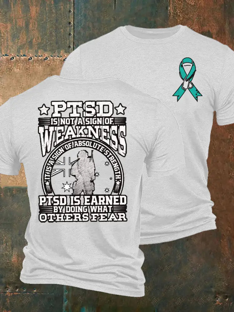 Men’s PTSD Awareness Veteran Printed T-shirt White / S