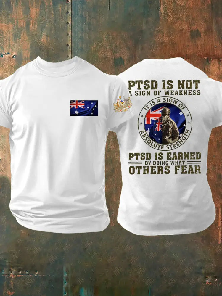 Men’s PTSD Awareness Veteran Printed T-shirt White / S
