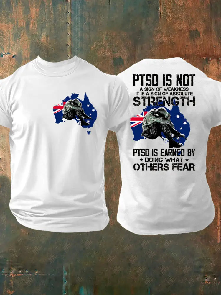 Men’s PTSD Awareness Veteran Printed T-shirt White / S