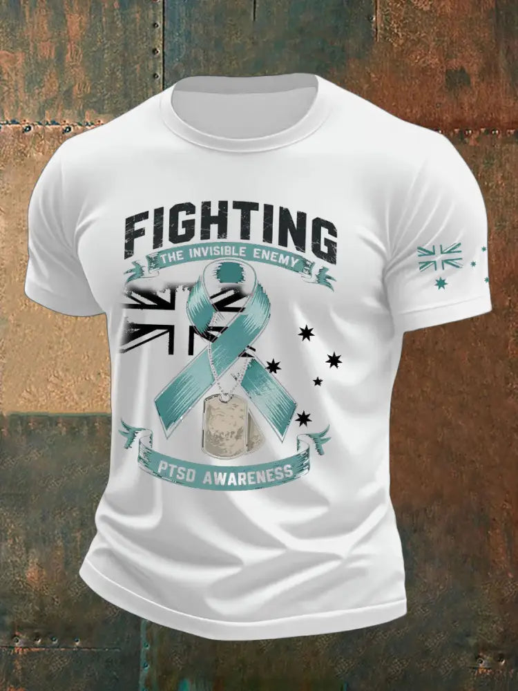 Men’s PTSD Awareness Veteran Printed T-shirt White / S