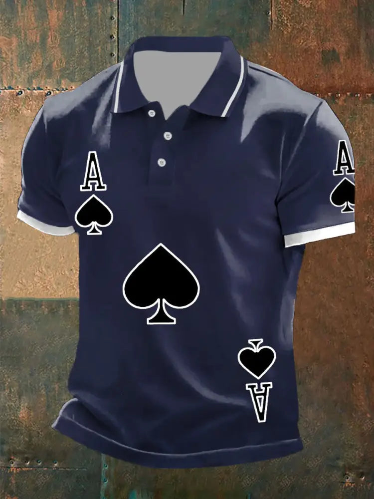 Men’s Texas Hold’em Ace of Spades tops Navy Blue / S
