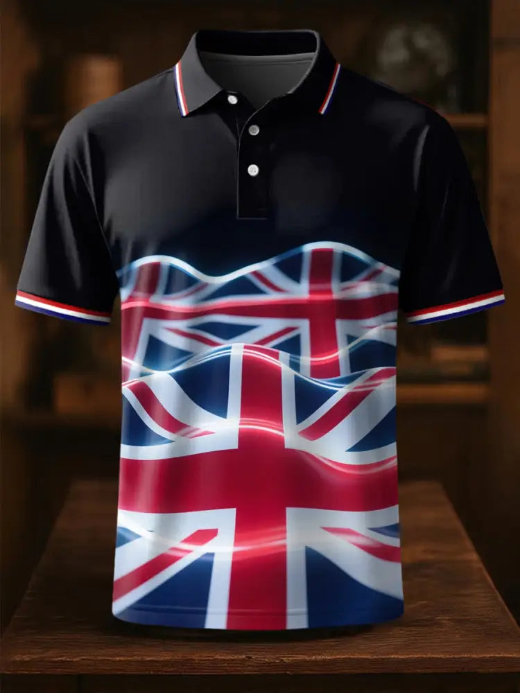 Men’s UK Flag Print Casual Top Dark Blue / S