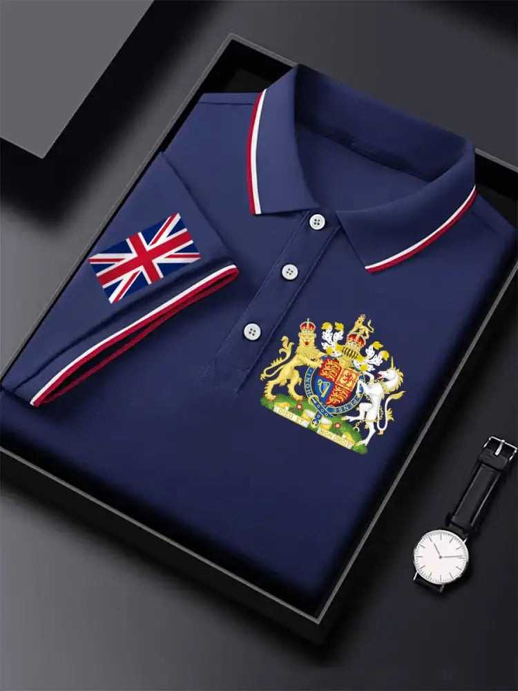 Men’s United Kingdom Print Short Sleeve Shirt Navy Blue / S