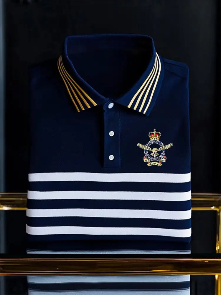 Men’s Vintage Australia Flag Crown Emblem Printed Casual Cotton Short Sleeve Polo Shirt Dark Blue / S