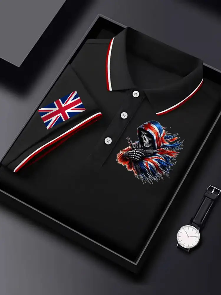 Men’s Vintage England Flag Casual Shirt Black / S