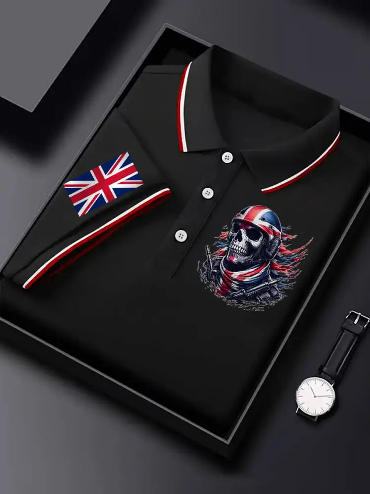 Men’s Vintage England Flag Casual Shirt Black / S