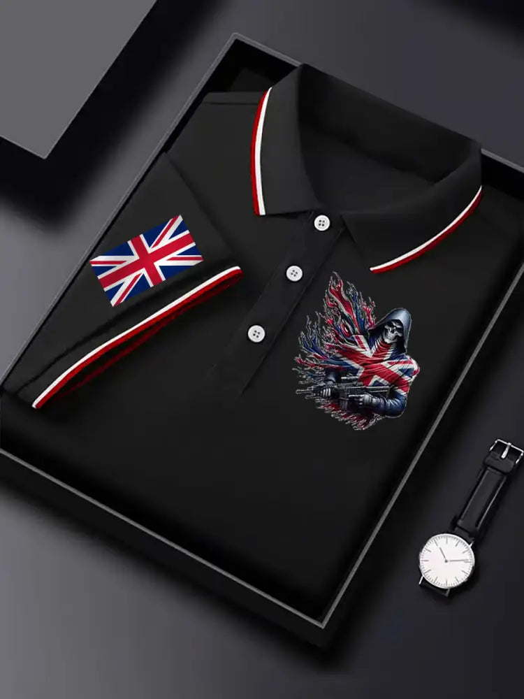 Men’s Vintage England Flag Casual Shirt Black / S