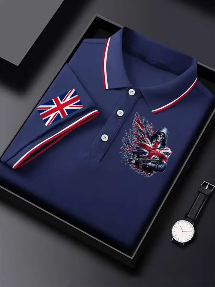 Men’s Vintage England Flag Casual Shirt Dark Blue / S