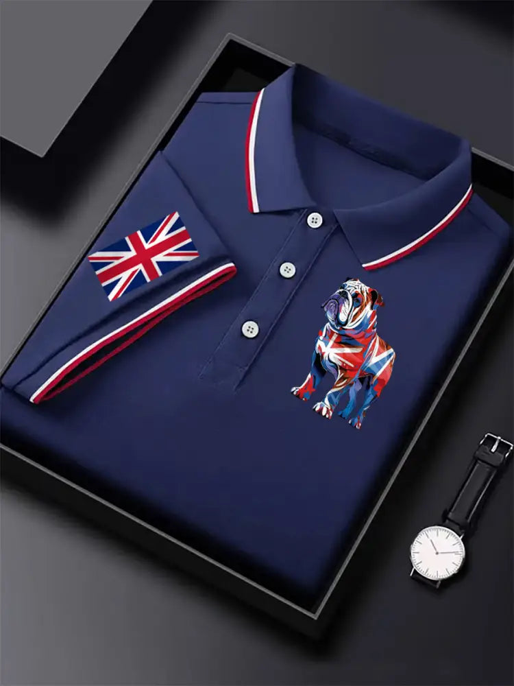 Men’s Vintage England Flag Casual Shirt Dark Blue / S