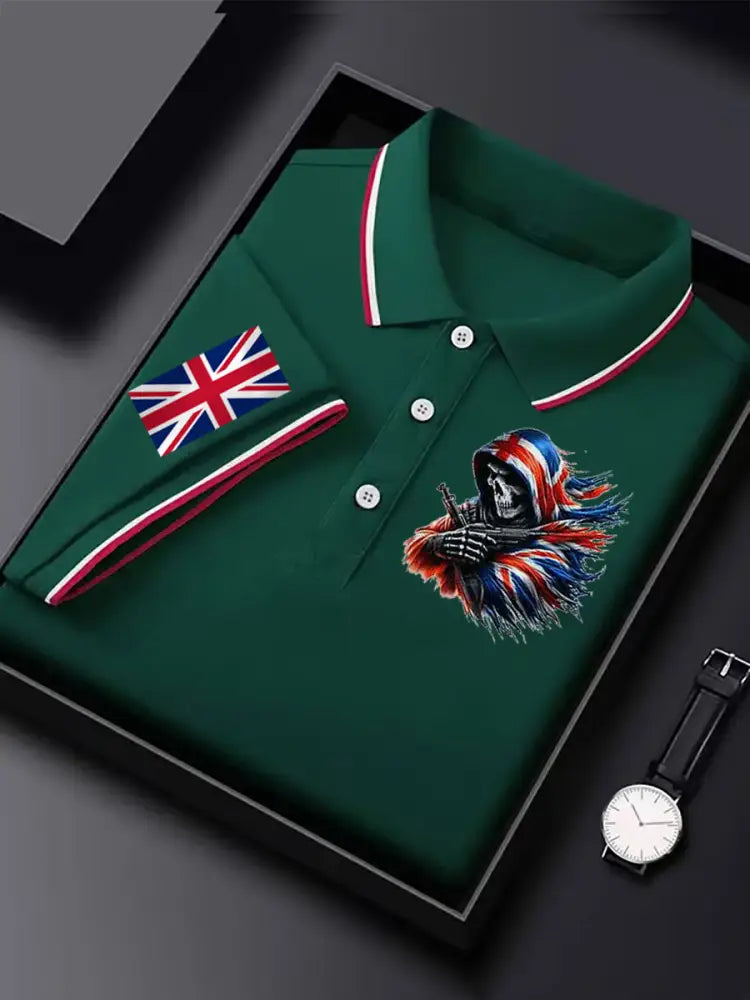 Men’s Vintage England Flag Casual Shirt Dark Green / S