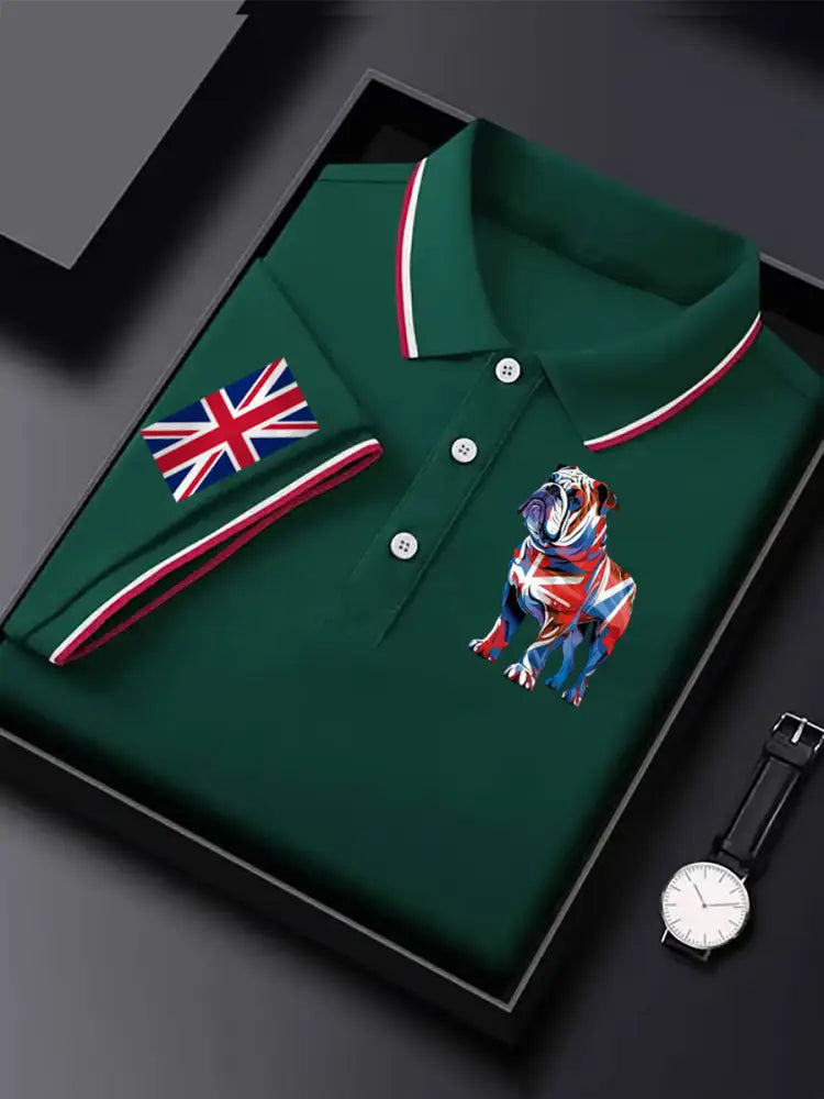 Men’s Vintage England Flag Casual Shirt Dark Green / S