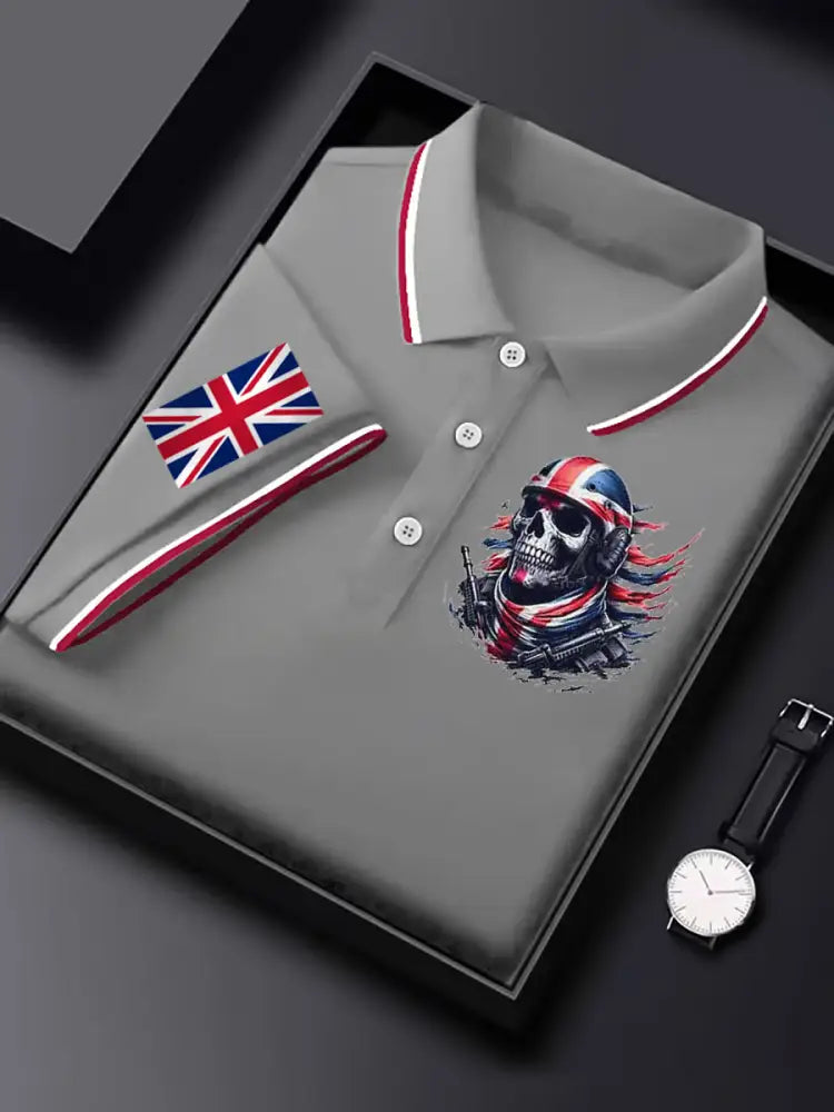 Men’s Vintage England Flag Casual Shirt Gray / S