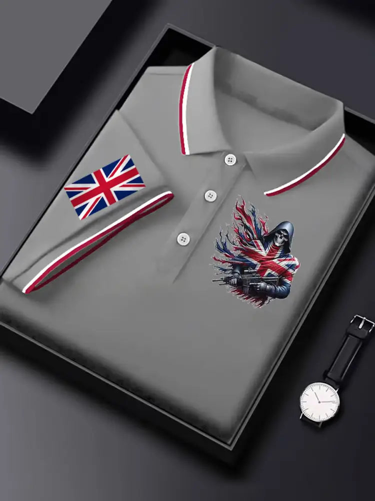Men’s Vintage England Flag Casual Shirt Gray / S