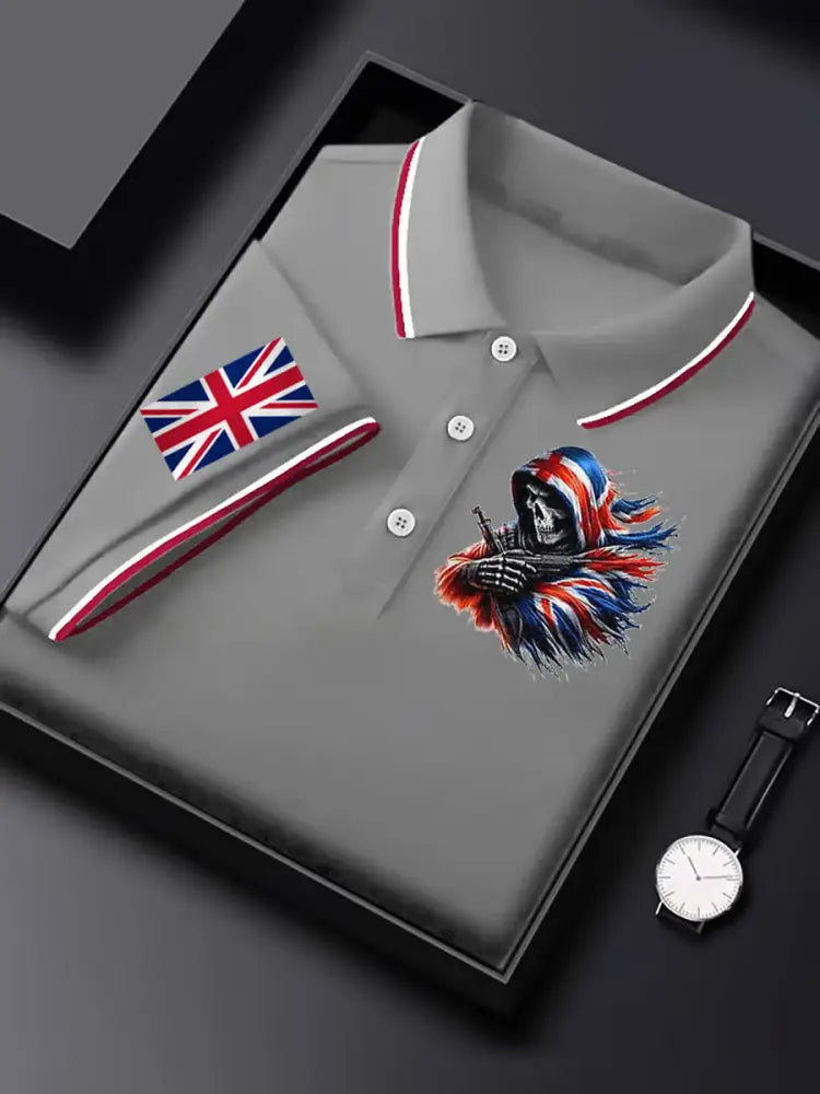 Men’s Vintage England Flag Casual Shirt Gray / S
