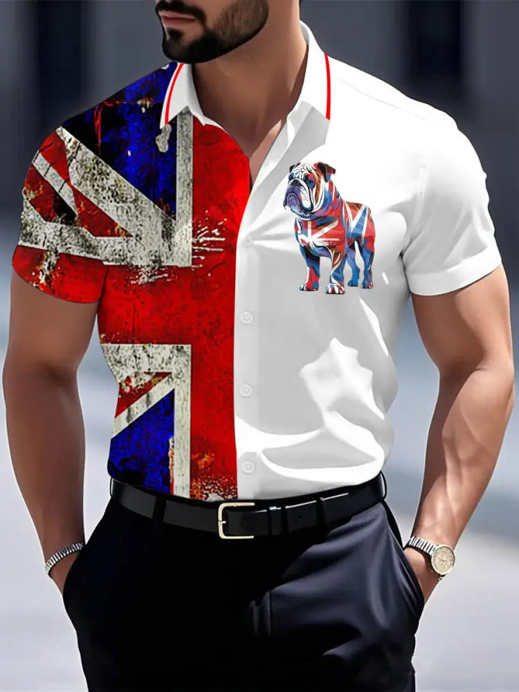 Men’s Vintage England Flag Casual Shirt White / S