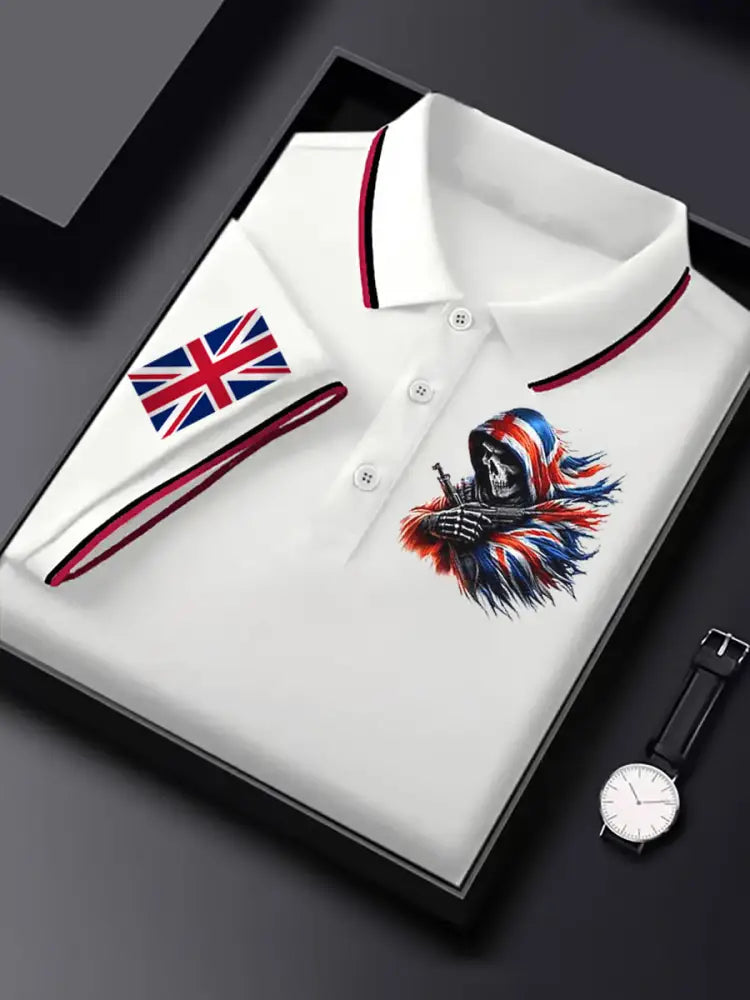 Men’s Vintage England Flag Casual Shirt White / S