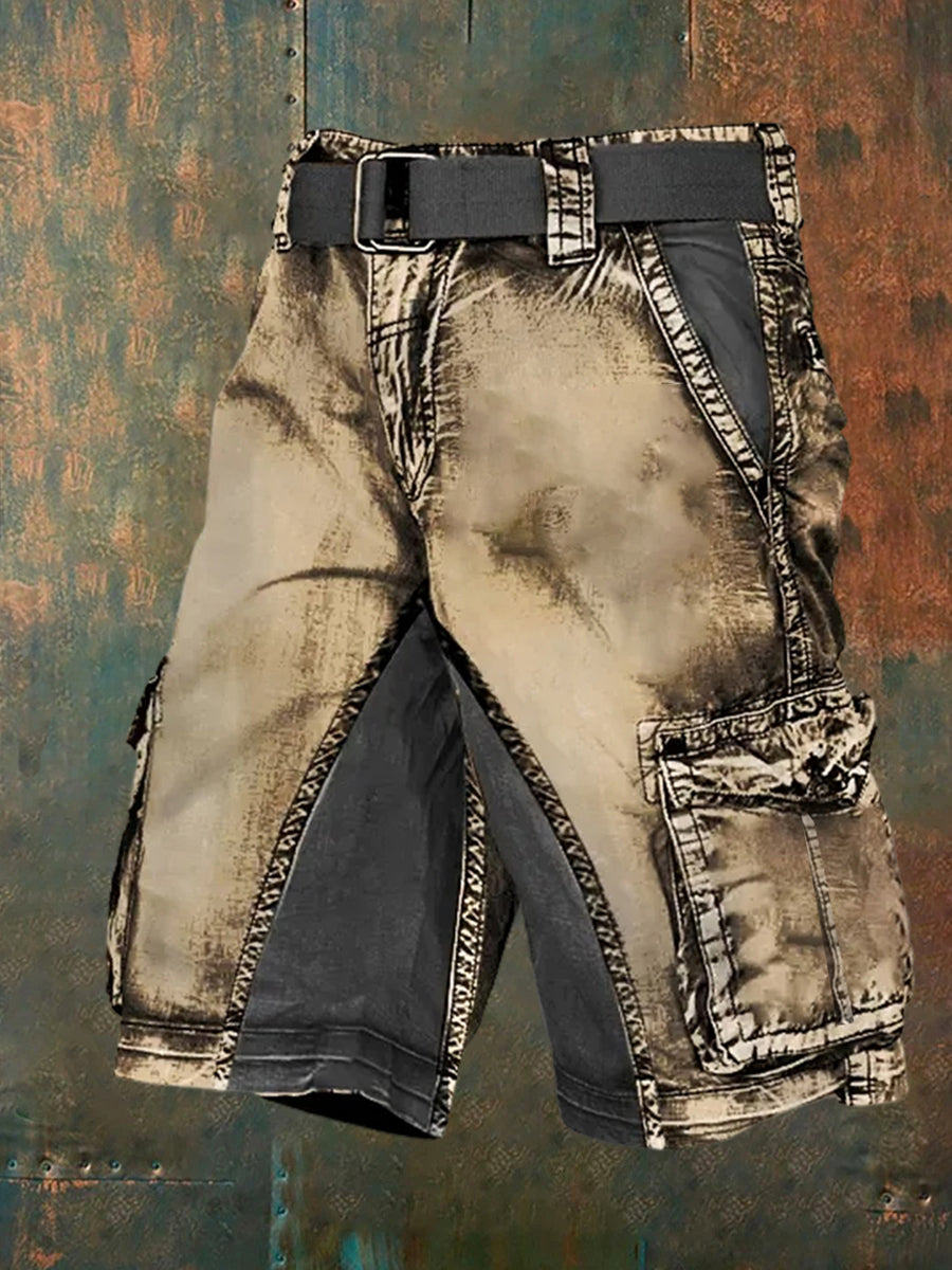Men's Retro Vacation Business Art Print Casual Shorts