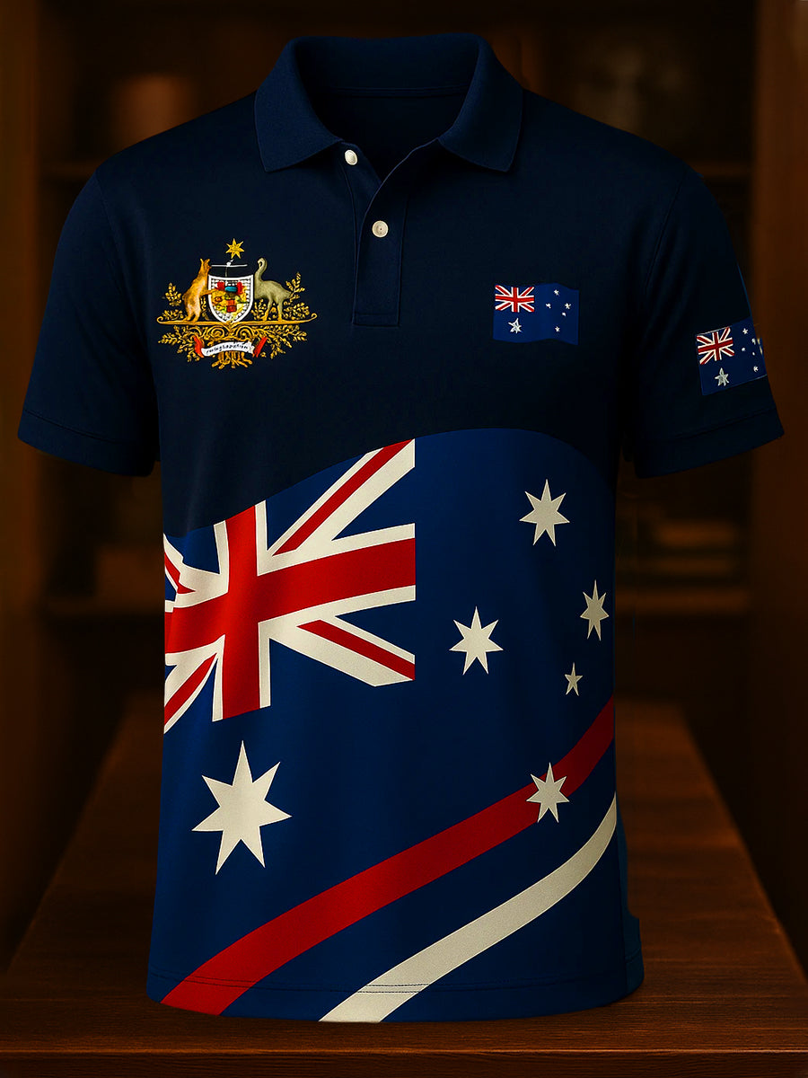 Men's Vintage Australian Holiday Smart Casual Polo Shirt