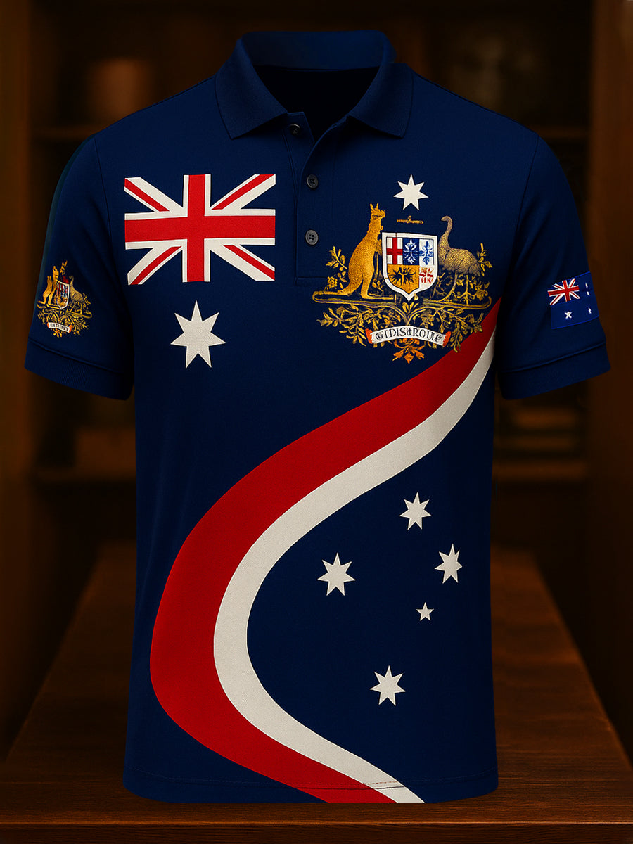 Men's Vintage Australian Holiday Smart Casual Polo Shirt