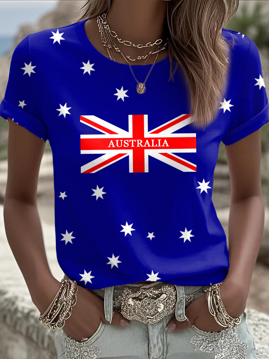 Women's Australian Flag Print Casual Tee