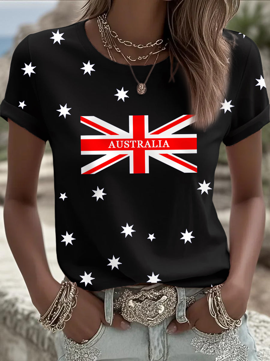Women's Australian Flag Print Casual Tee
