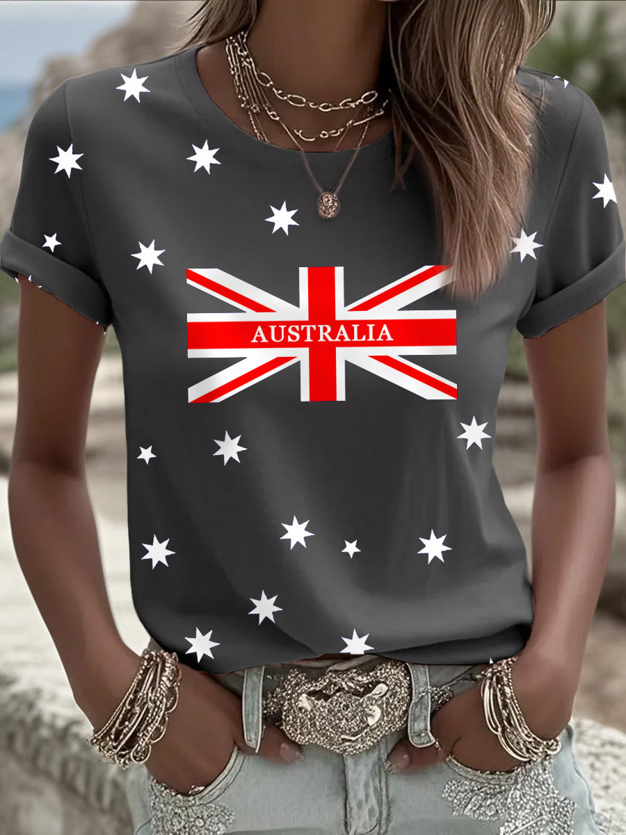 Women's Australian Flag Print Casual Tee
