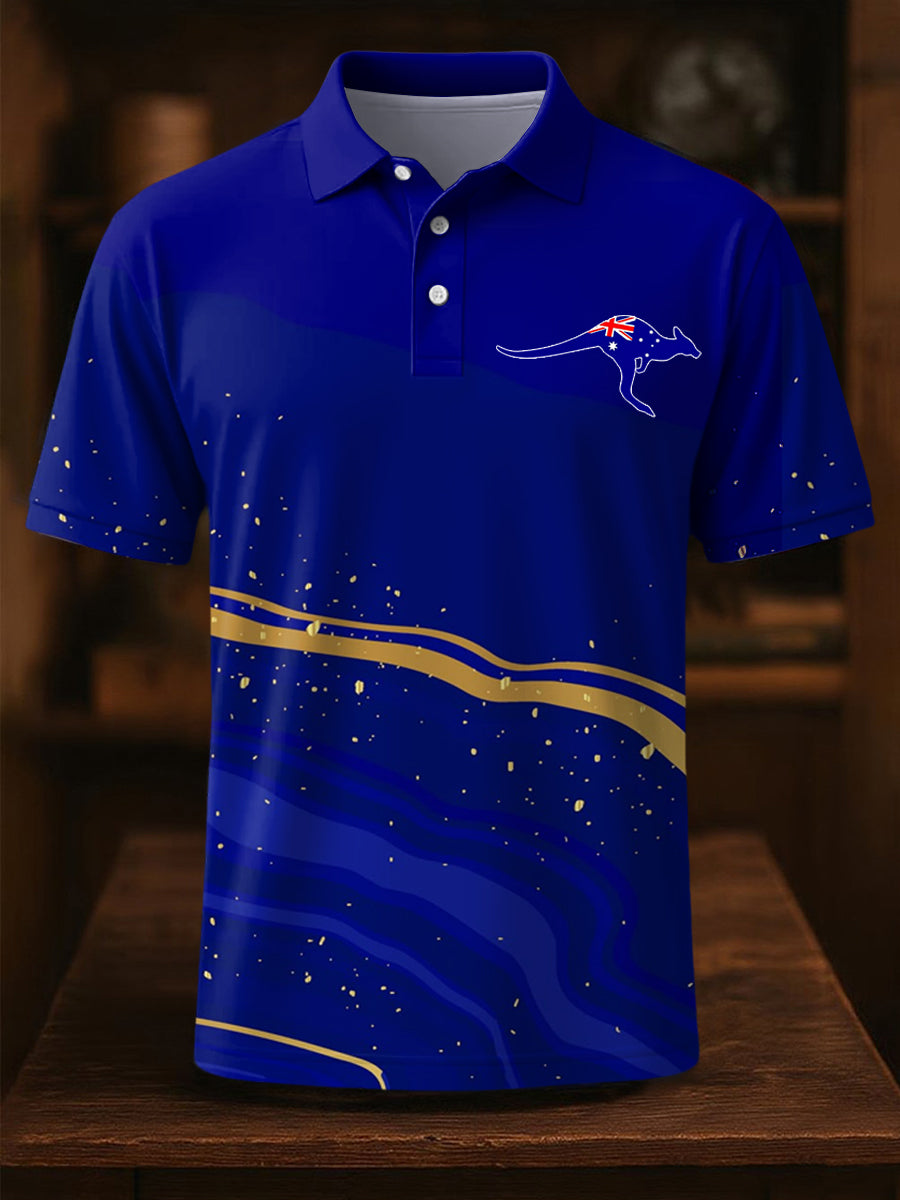 Men's Australian Flag Kangaroo Print Casual Top