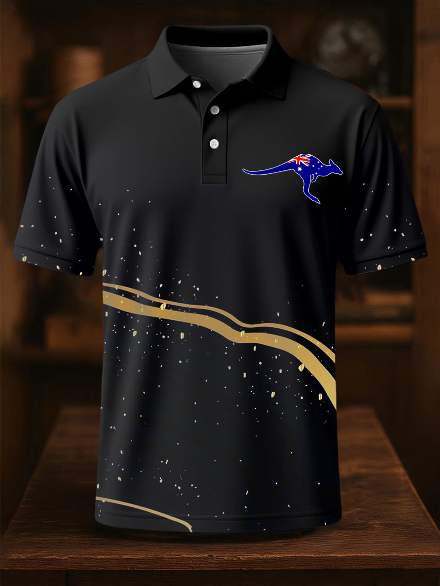Men's Australian Flag Kangaroo Print Casual Top