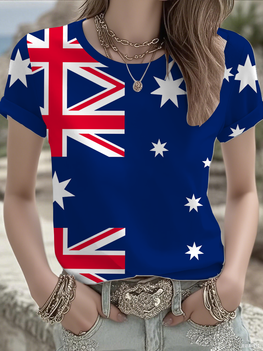 Women's Australian Flag Print Casual Tee