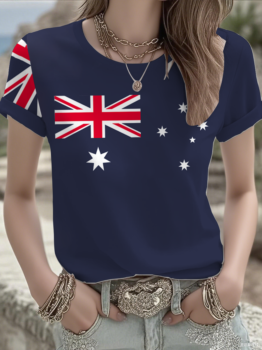 Women's Australian Flag Print Casual Tee