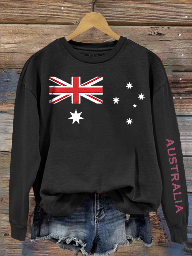 Women's Australia Flag Print Regular Sweatshirt