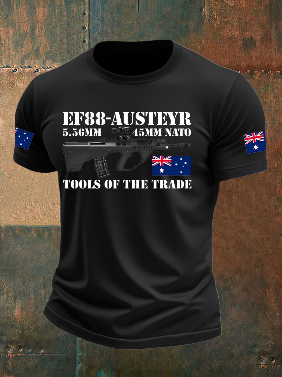 Men's Australia Veteran Print imitation cotton short-sleeved T-shirt