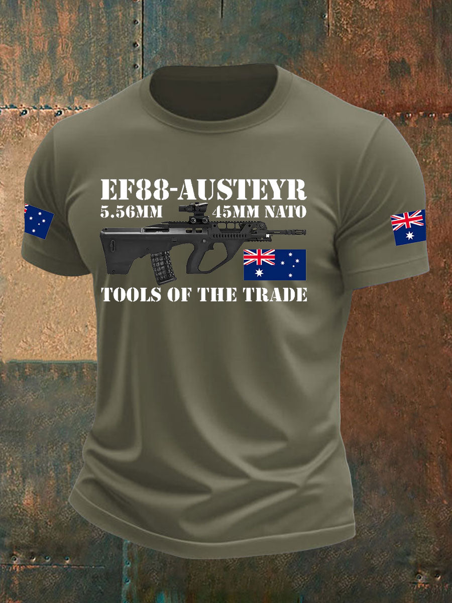 Men's Australia Veteran Print imitation cotton short-sleeved T-shirt