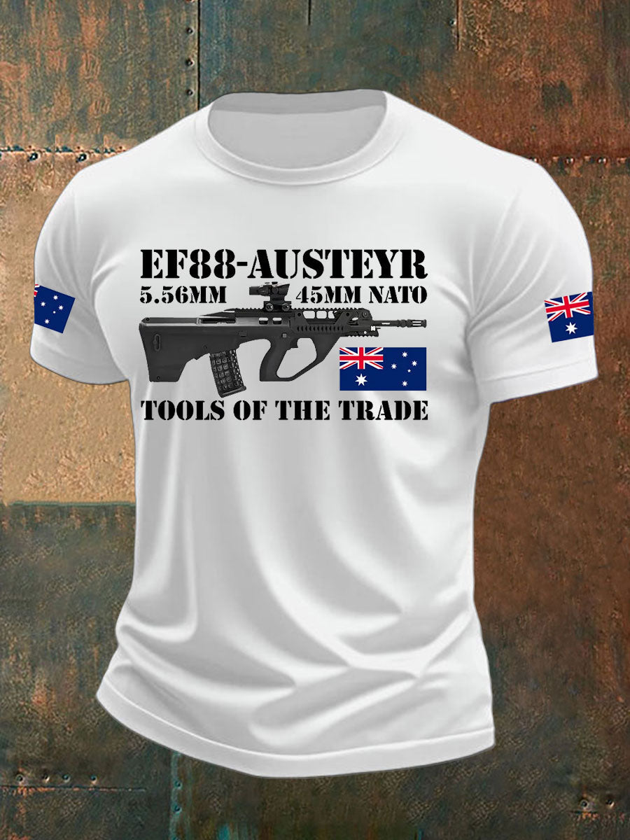 Men's Australia Veteran Print imitation cotton short-sleeved T-shirt