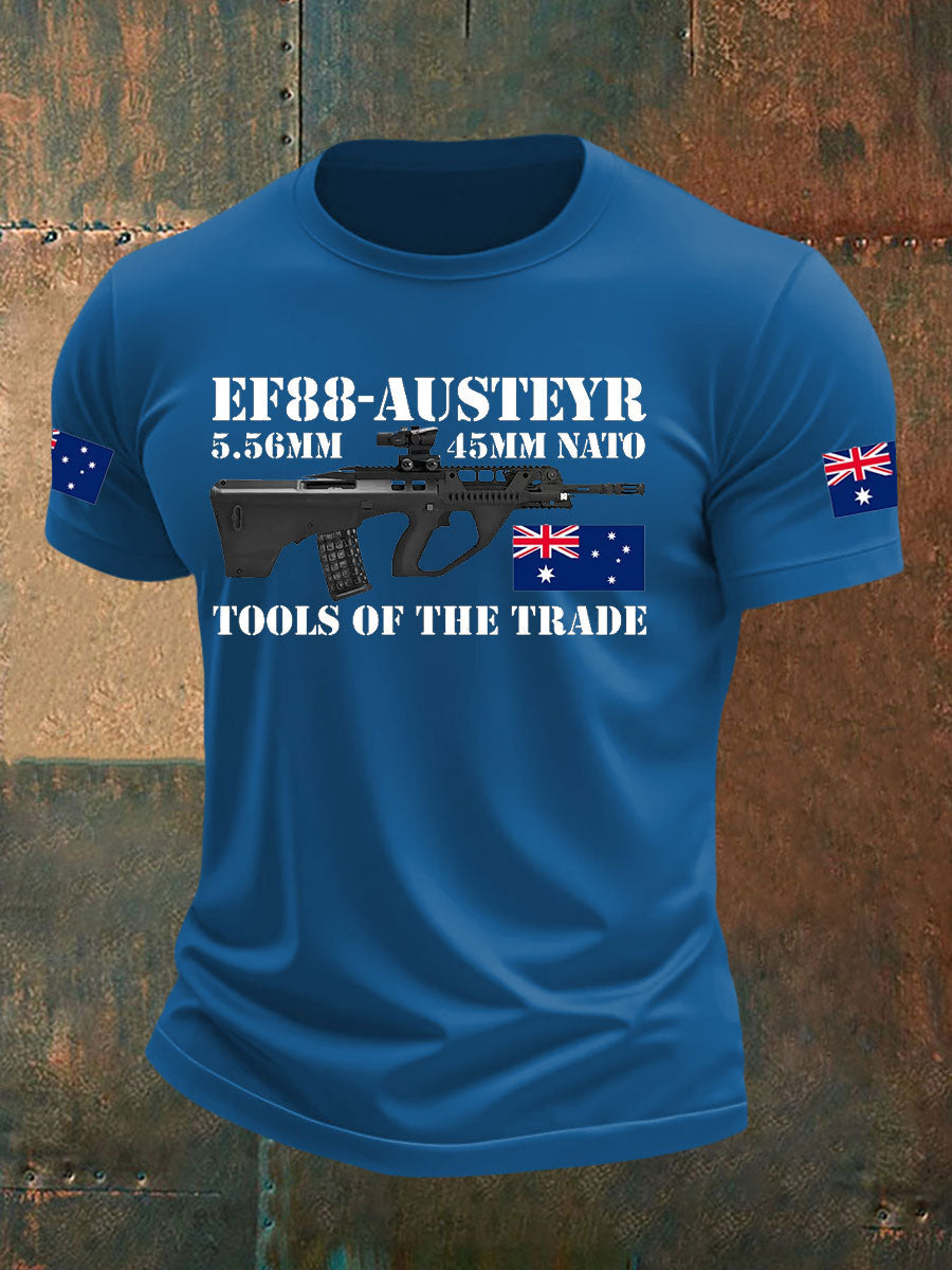 Men's Australia Veteran Print imitation cotton short-sleeved T-shirt