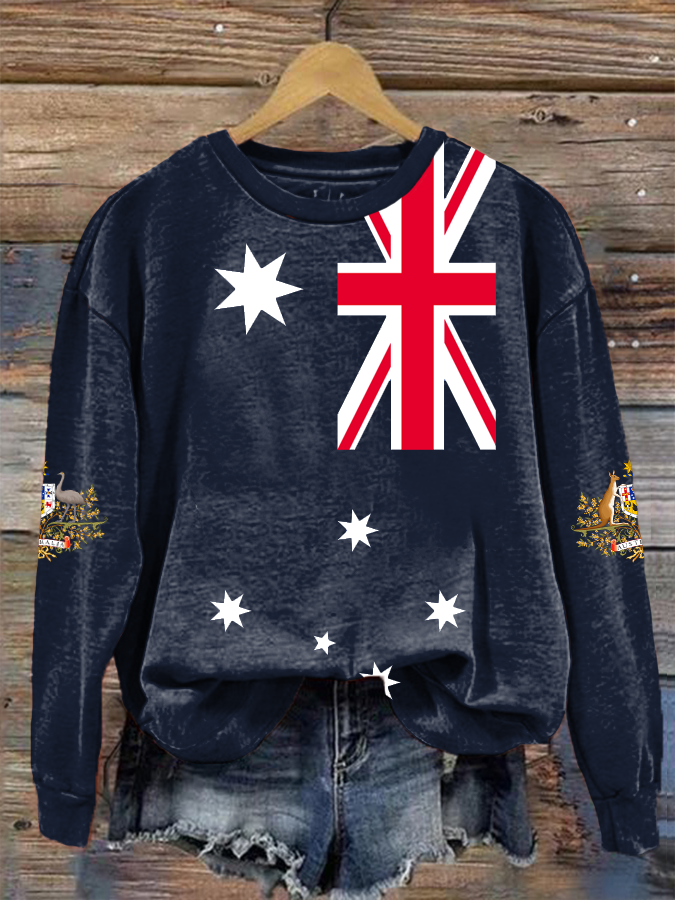 Women's Australian Flag Badge Print Regular Sweatshirt