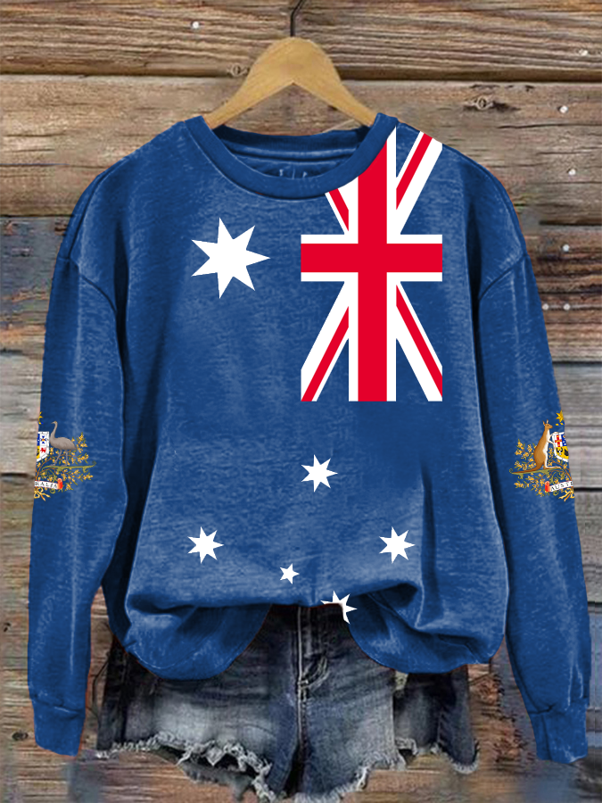 Women's Australian Flag Badge Print Regular Sweatshirt