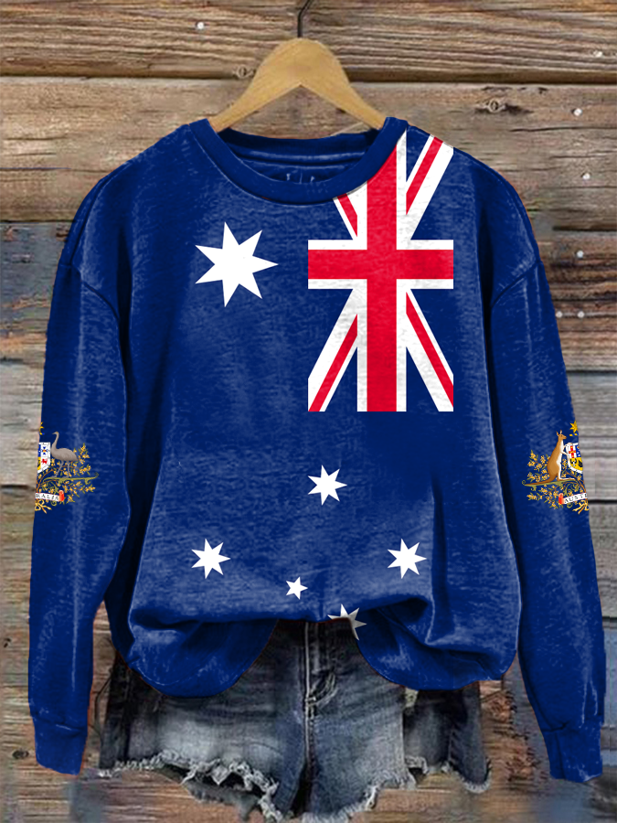 Women's Australian Flag Badge Print Regular Sweatshirt