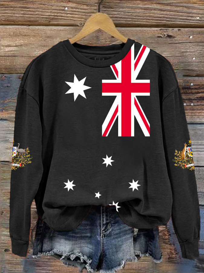 Women's Australian Flag Badge Print Regular Sweatshirt
