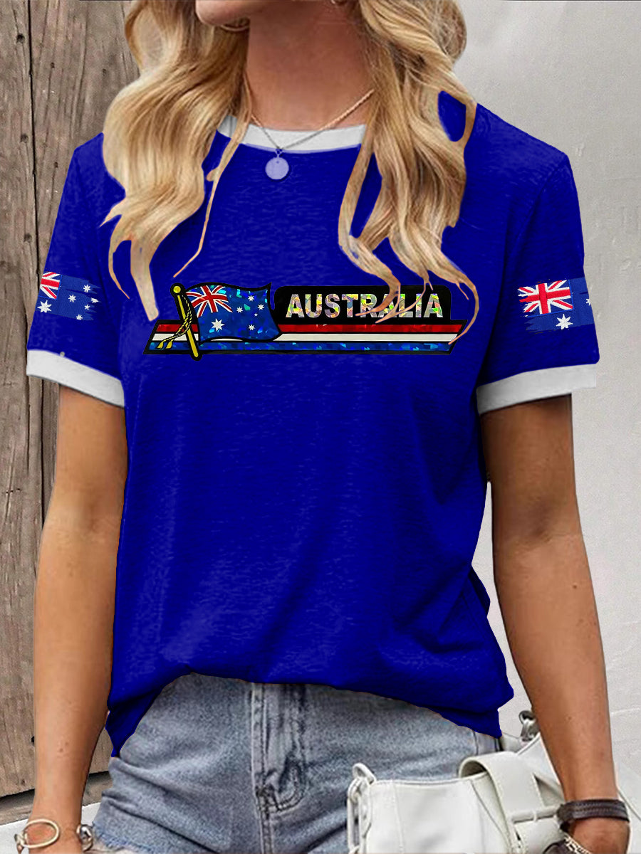 Women's Australian Flag Print Casual Short Sleeve T-Shirt