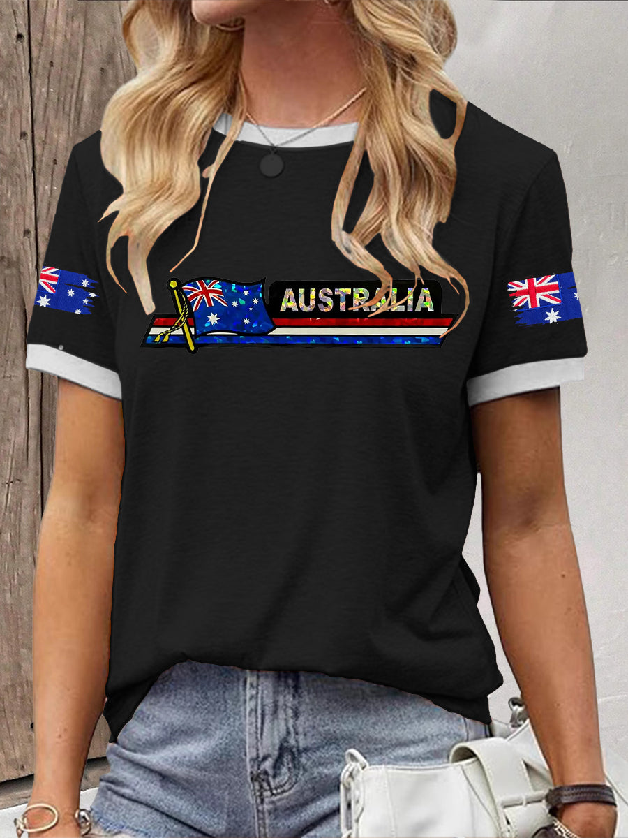 Women's Australian Flag Print Casual Short Sleeve T-Shirt