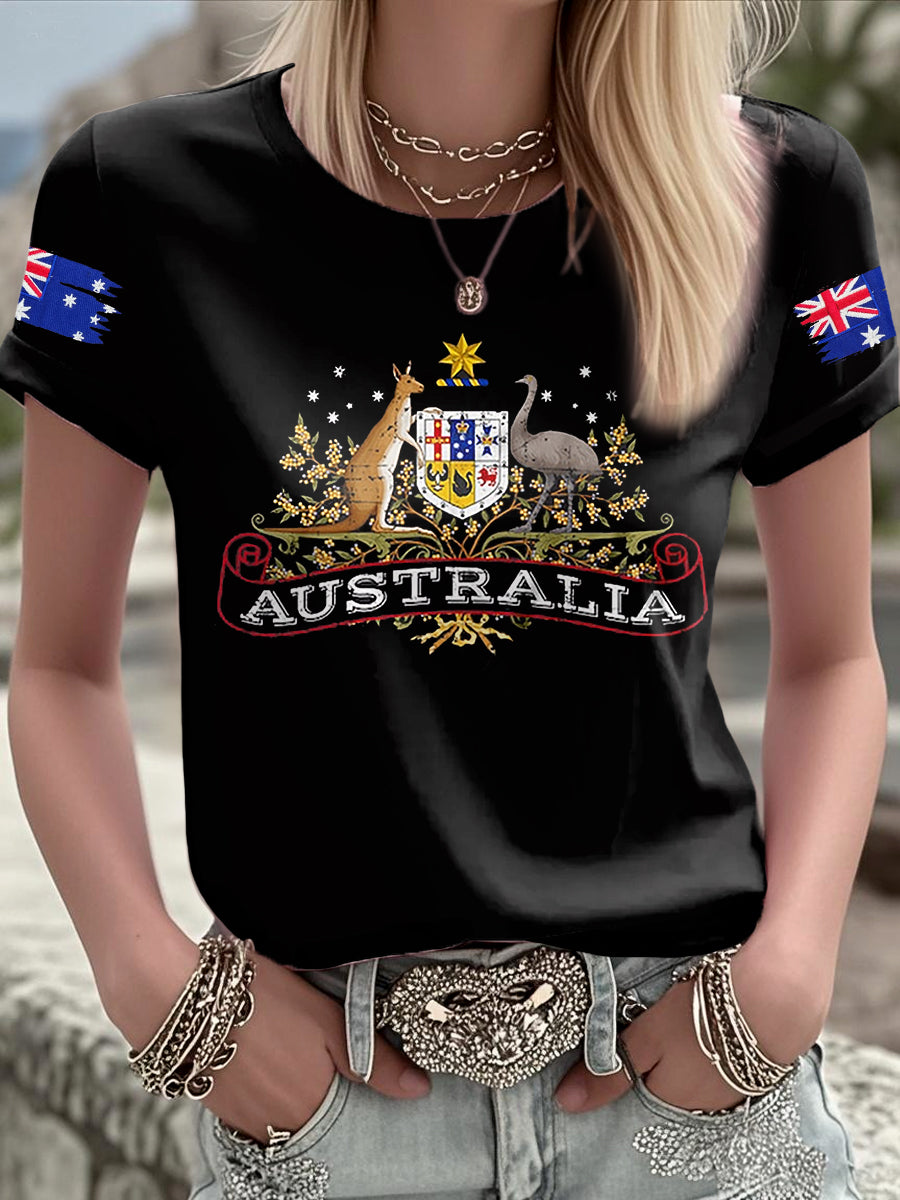 Women's Australian Flag Print Casual Short Sleeve T-Shirt